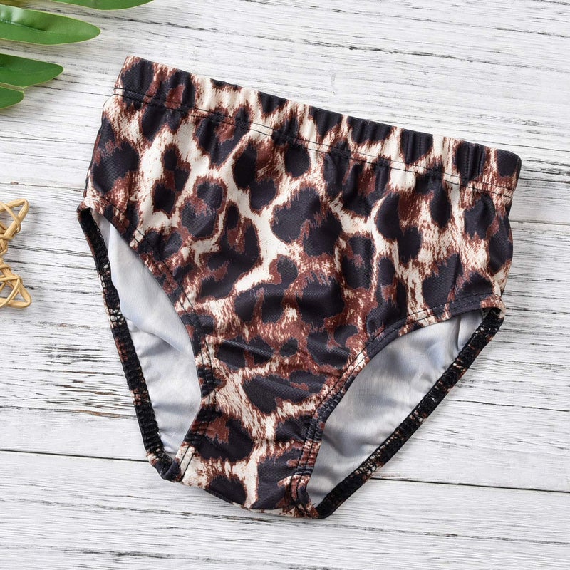 Aalizzwell Baby Girl Bathing Suit, Toddler Girls Two Piece Swimsuit Halter Top Bikini Cheetah Leopard Swimming Suit (Leopard, 0-6 Months) - Image 5
